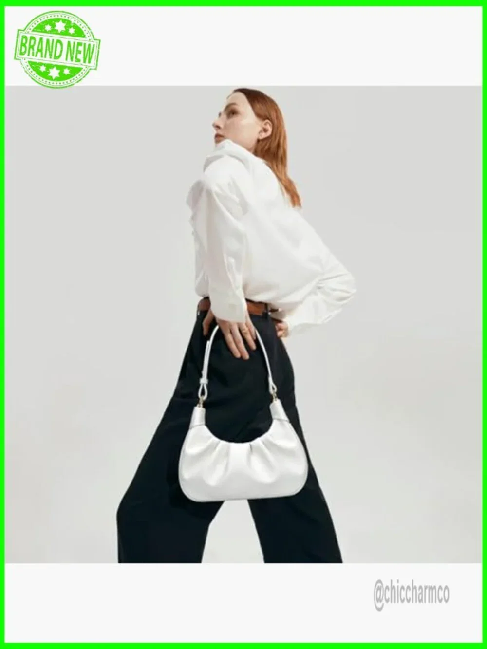Mini Hobo Shoulder Bag with Detachable Chain Crossbody Faux Leather